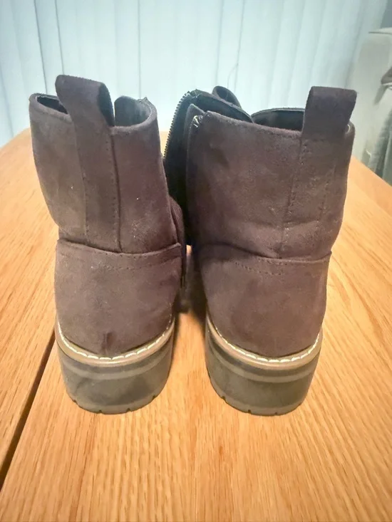 Kenzie Brown Combat Boots Size 10 Lace Up Side Zip - Picture 4 of 5